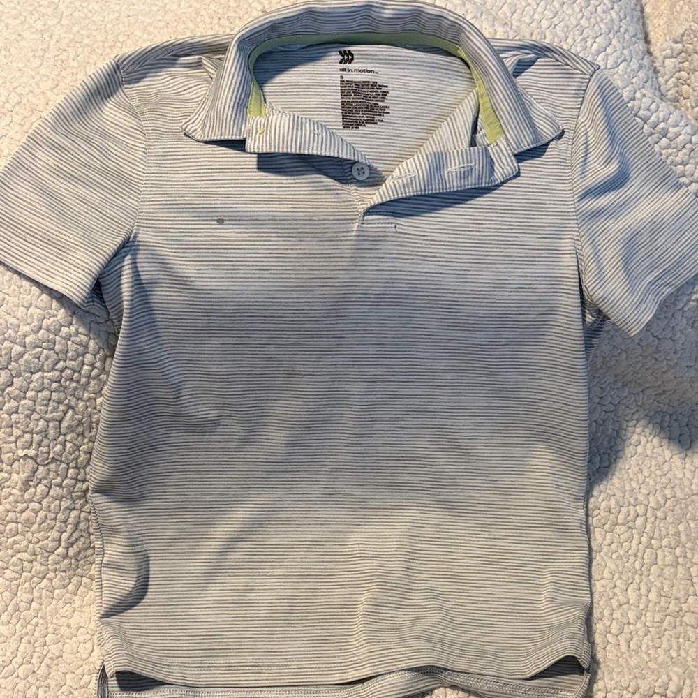 All in Motion Light Gray Striped Kids Polo